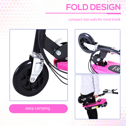 HOMCOM Outdoor Ride On Powered Scooter for kids Sporting Toy 120W Motor Bike 2 x 12V Battery - Pink