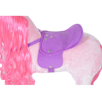 HOMCOM Childrens Plush Ride On Walking Horse Toy Wheels Foot Rest w/Neigh Sound (Pink)
