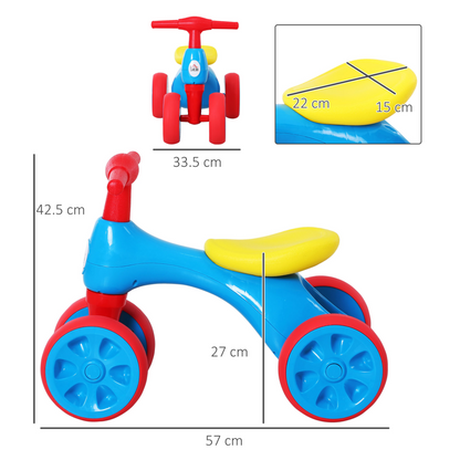 HOMCOM Baby Balance Bike Toddler for Aged 1.5-3 Years Training Walker Smooth Rubber Wheels Ride on Toy Storage Bin Gift for Boys Girls Blue Red