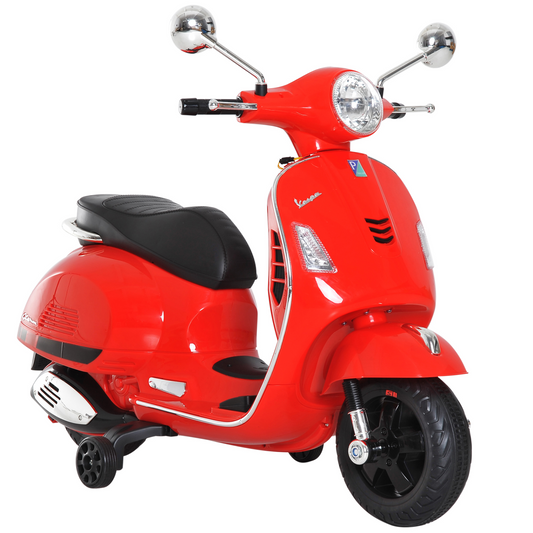 HOMCOM 6V Kids Electric Motorcycle Licensed Vespa Ride On Motorbike w/ MP3 Music LED Toy for 3-6 Years Old Red