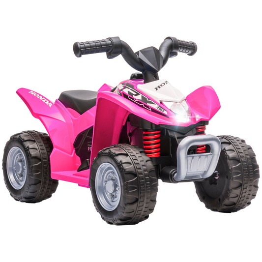HOMCOM AIYAPLAY Honda Licensed Kids Quad Bike, 6V Electric Ride on Car ATV Toy with LED Light Horn for 1.5-3 Years, Pink