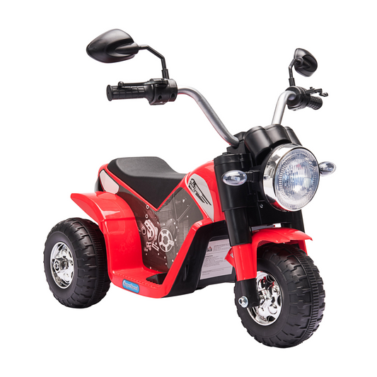 HOMCOM 6V Kids Electric Motorbike 3 Wheels Ride On Toy with Horn Headlights Realistic Sounds for Girl Boy 18 - 36 Months Red
