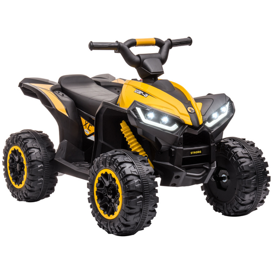 HOMCOM 12V Electric Quad Bikes for Kids Ride On Car ATV Toy, with Forward Reverse Functions, LED Headlights, for Ages 3-5 Years - Yellow