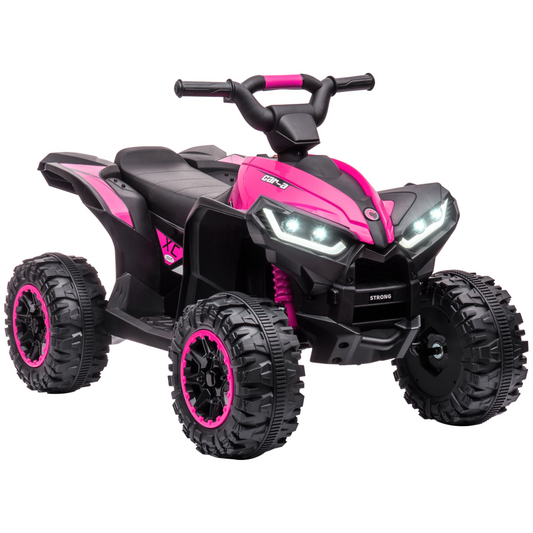 HOMCOM 12V Electric Quad Bikes for Kids Ride On Car ATV Toy, with Forward Reverse Functions, LED Headlights, for Ages 3-5 Years - Pink