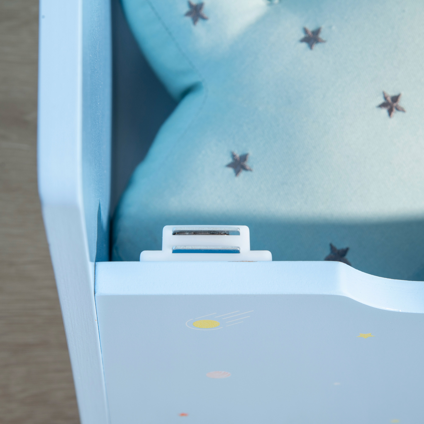 ZONEKIZ 2 In 1 Wooden Toy Box, Kids Storage Bench, Toy Chest with Safety Rod - Blue