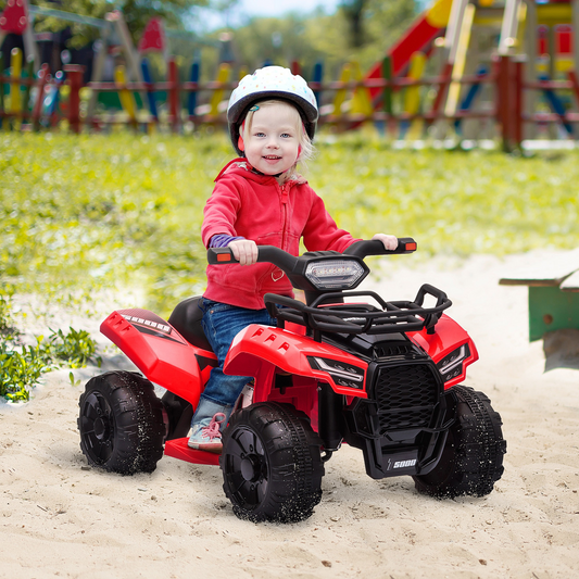 HOMCOM 6V Kids Electric Ride on Car Toddlers Quad Bike ATV Toy With Music for 18-36 months Red