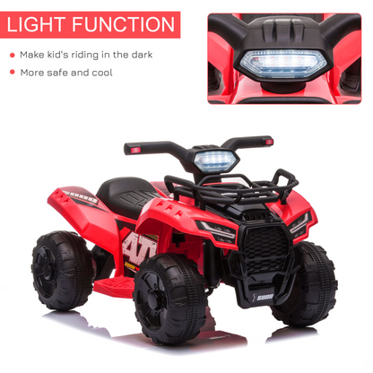 HOMCOM 6V Kids Electric Ride on Car Toddlers Quad Bike ATV Toy With Music for 18-36 months Red