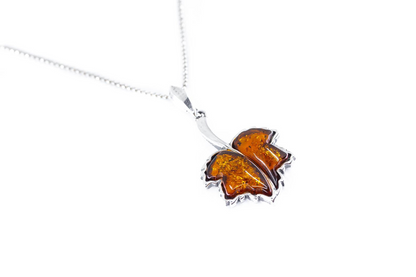 Amber Maple Leaf Charm Pendant