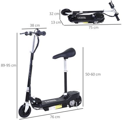 HOMCOM Outdoor Ride On Powered Scooter for kids Sporting Toy 120W Motor Bike 2 x 12V Battery - Black
