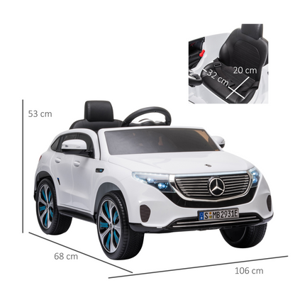HOMCOM Compatible 12V Battery-powered 2 Motors Kids Electric Ride On Car Toy with Parental Remote Control Music Lights Bluetooth Suspension Wheels for 3-5 Years Old White