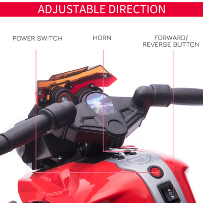 HOMCOM Kids 6V Electric Ride On Motorcycle Vehicle w/ Lights Horn Realistic Sounds Outdoor Play Toy for 1.5-4 Years Old Red