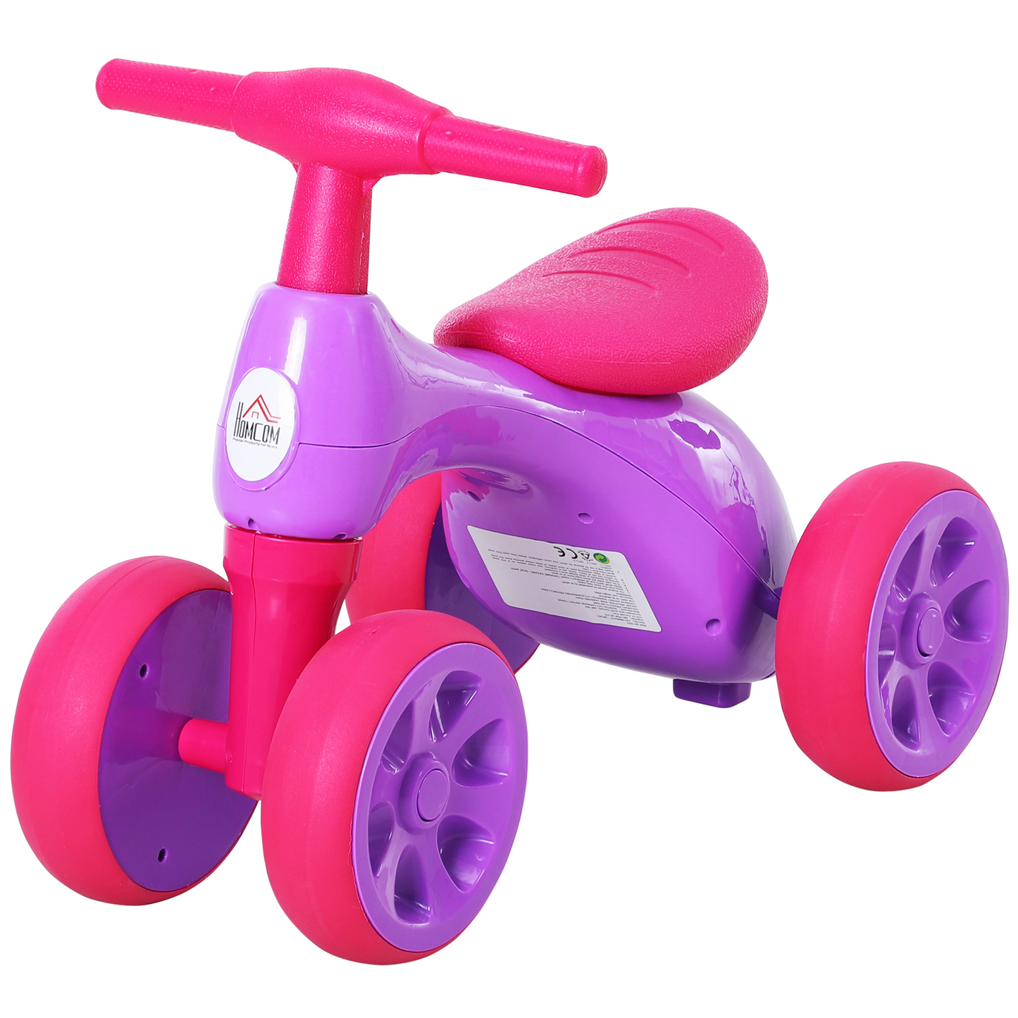HOMCOM Baby Balance Bike Toddler Training Walker Smooth Rubber Wheels Ride on Toy Storage Bin Gift for Boys Girls Violet Fuchsia