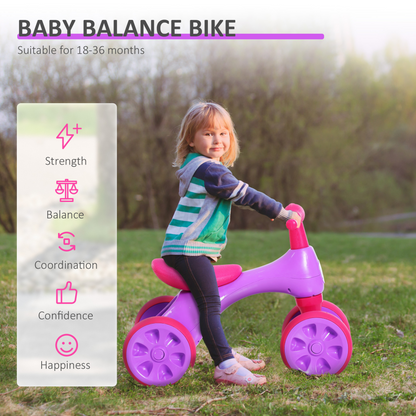 HOMCOM Baby Balance Bike Toddler Training Walker Smooth Rubber Wheels Ride on Toy Storage Bin Gift for Boys Girls Violet Fuchsia