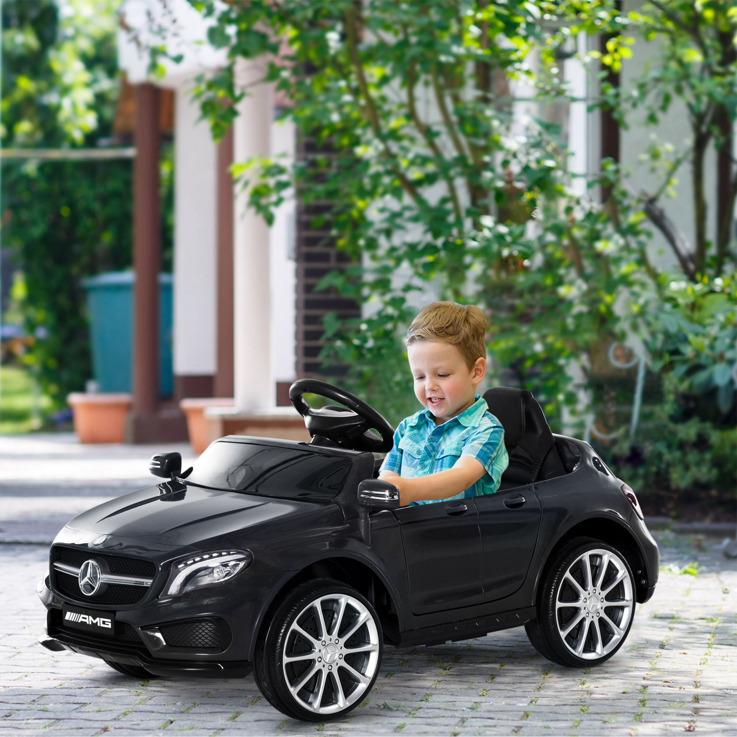 HOMCOM Compatible Kids Children Ride On Car Mercedes Benz GLA Licensed 6V Battery Rechargeable Headlight Music Remote Control  High/Low Speed Toy Black