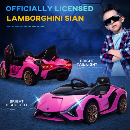 HOMCOM 12V Kids Electric Ride On Car 2 Motors Licensed Toy Car with Remote Control Music Lights MP3 for 3-5 Years Pink