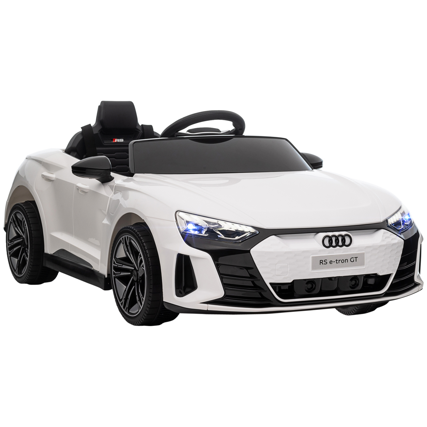 HOMCOM Audi RS e-tron GT Licensed Kids Electric Ride-On Car 12V Battery Powered Toy w/ Remote Control, Lights, Music, for 3-5 years, White