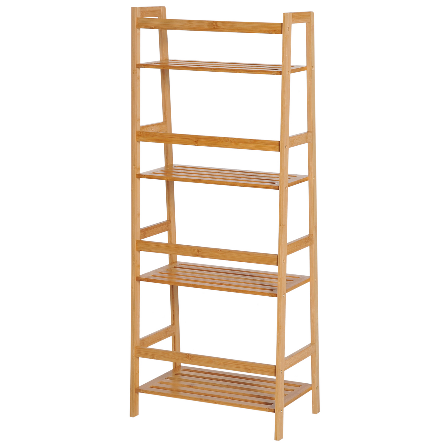 HOMCOM Bookshelf Unit Shelving 4 Tiers, Ladder Shelf, DIY Plant Shelving Stand, 48cmx31.5cmx120cm, Bamboo