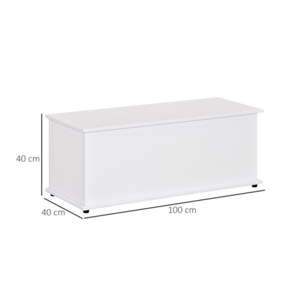 HOMCOM Wooden Storage Box Clothes Toy Chest Bench Seat Ottoman Bedding Blanket Trunk Container with Lid - White