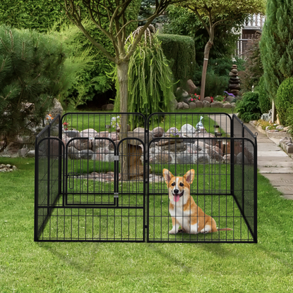 PawHut Heavy Duty 8 Panel Dog Play Pen Pet Playpen for Puppy Rabbit Enclosure Foldable Indoor Outdoor 80 x 100 cm