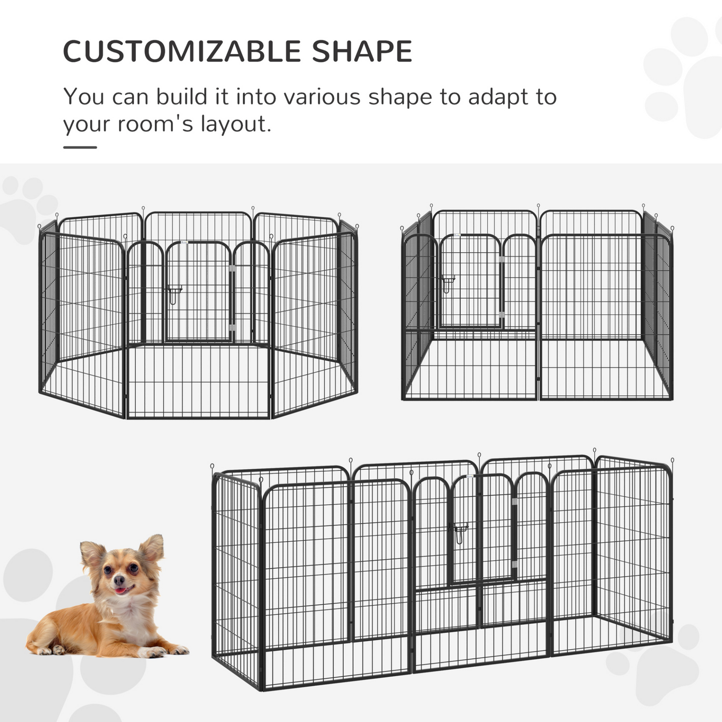 PawHut Heavy Duty 8 Panel Dog Play Pen Pet Playpen for Puppy Rabbit Enclosure Foldable Indoor Outdoor 80 x 100 cm