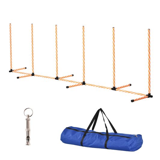 PawHut Dog Agility Training Equipment Pet Play Run Obstacle w/Weaves Poles Whistle Carrying Bag Outdoor Games Exercise