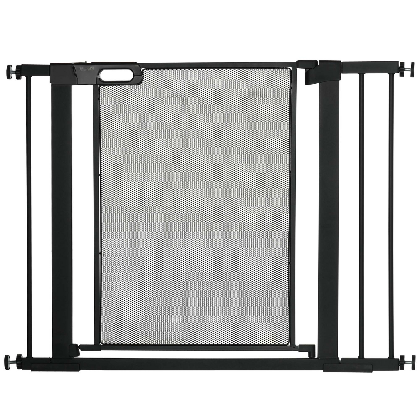 PawHut Pressure Fit Safety Gate for Doorways and Staircases, Dog Gate w/ Auto Closing Door, Pet Barrier for Hallways w/ Double Locking, Openings 75-103CM - Black