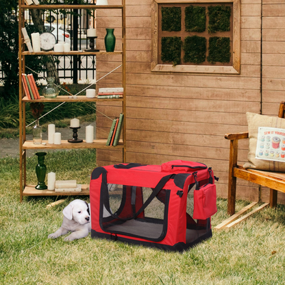 PawHut Folding Dog Cat Carrier Bag Basket Pet travel Bag Soft Portable Puppy Crate Kennel Cage Medium Red