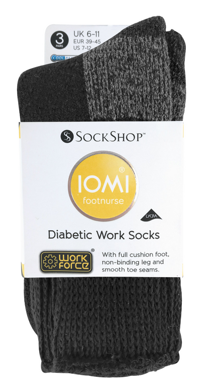 3 Pairs Mens Loose Top Cotton Diabetic Work Socks