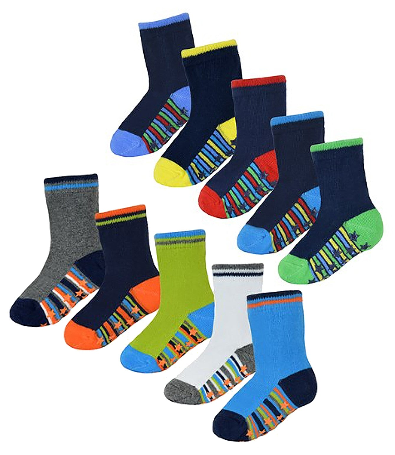 10 Pairs Non-Slip Cotton Baby Boy Socks with Stars