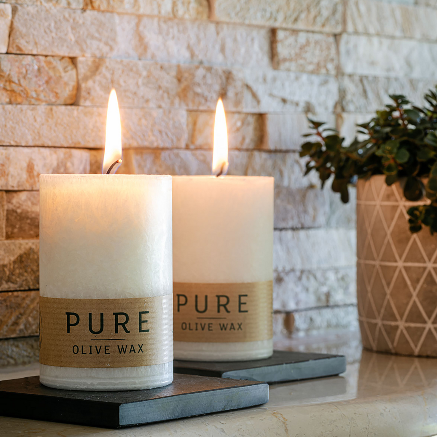 Pure Olive Wax Candle 90x60 - Grey