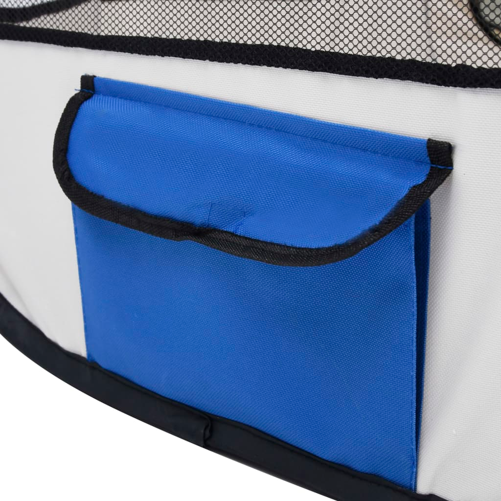 vidaXL Foldable Dog Playpen with Carrying Bag Blue 145x145x61 cm
