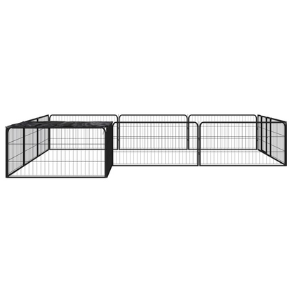 vidaXL 12-Panel Dog Playpen Black 100x50 cm Powder-coated Steel