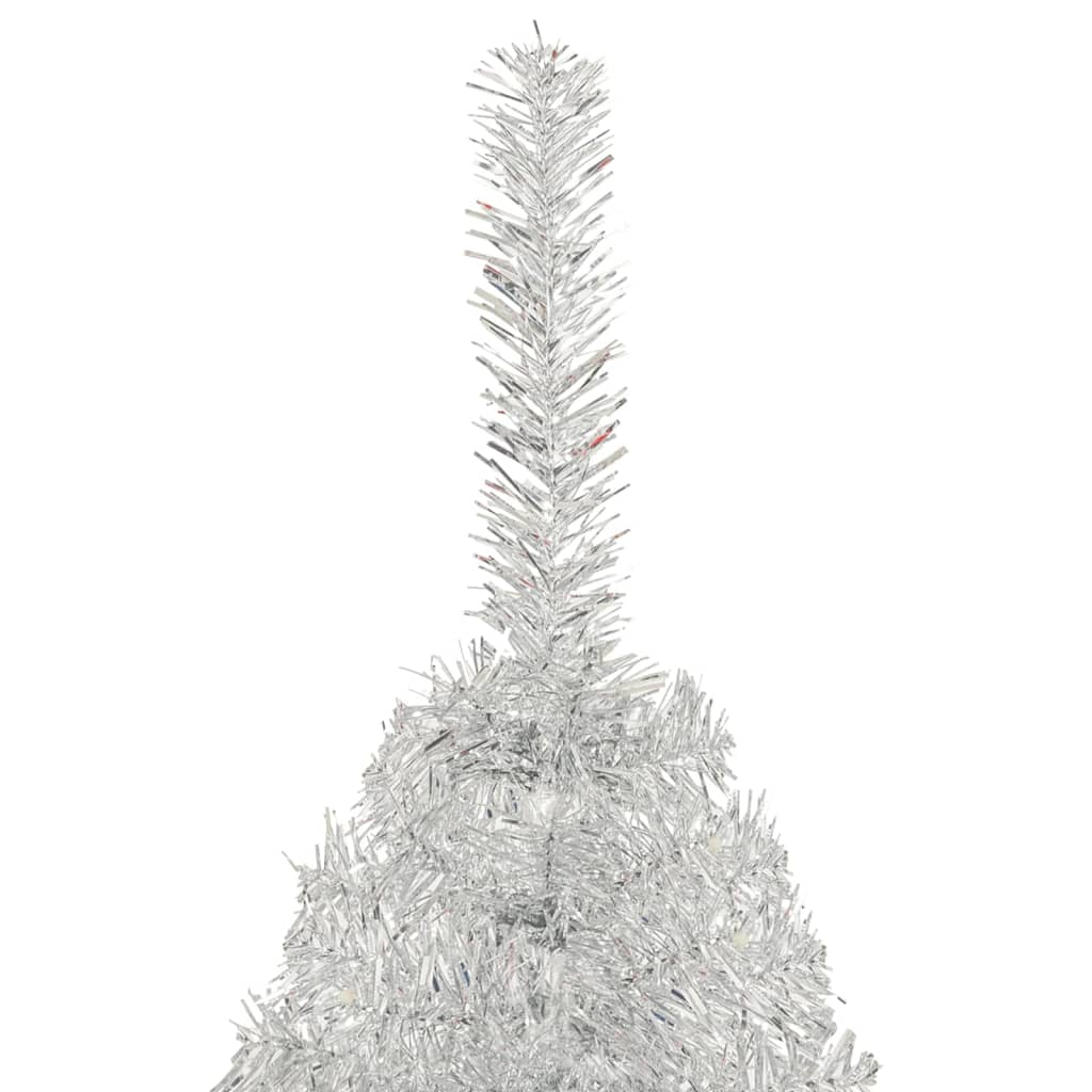 vidaXL Artificial Half Christmas Tree with Stand Silver 210 cm PET