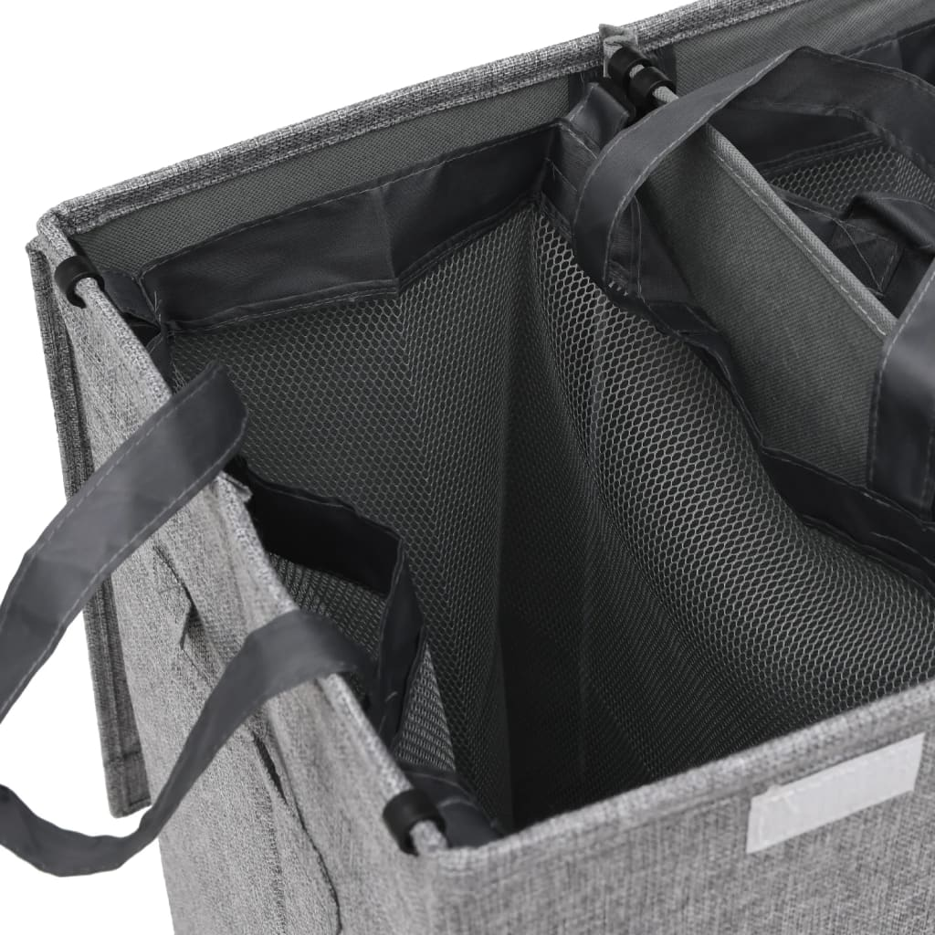vidaXL Foldable Laundry Hamper Grey 64.5x34.5x59 cm Faux Linen Fabric