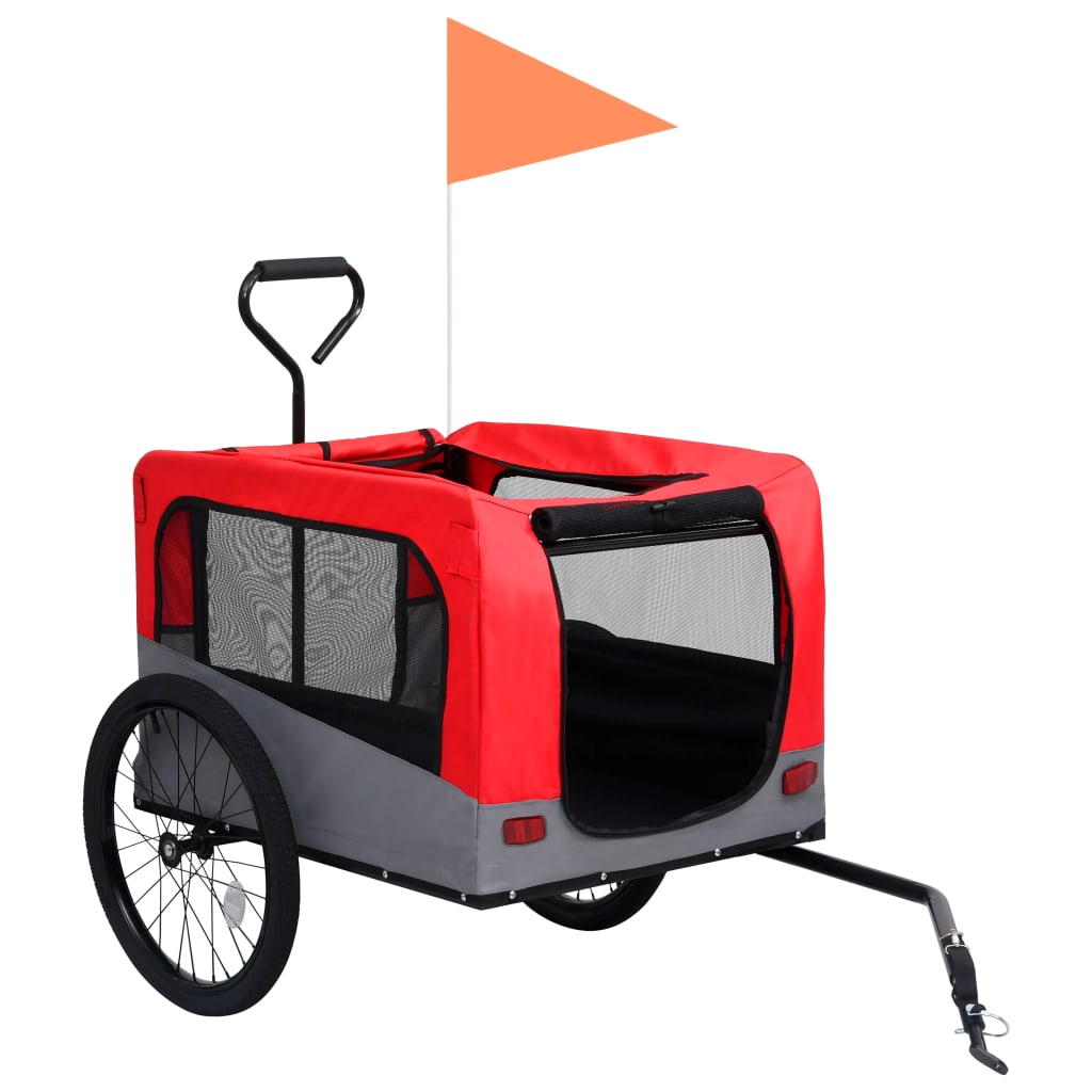 vidaXL 2-in-1 Pet Bike Trailer & Jogging Stroller Red and Grey