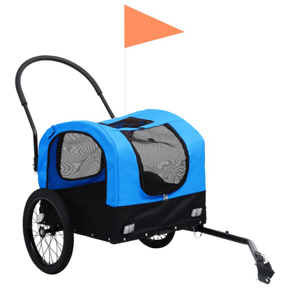 vidaXL 2-in-1 Pet Bike Trailer & Jogging Stroller Blue and Black