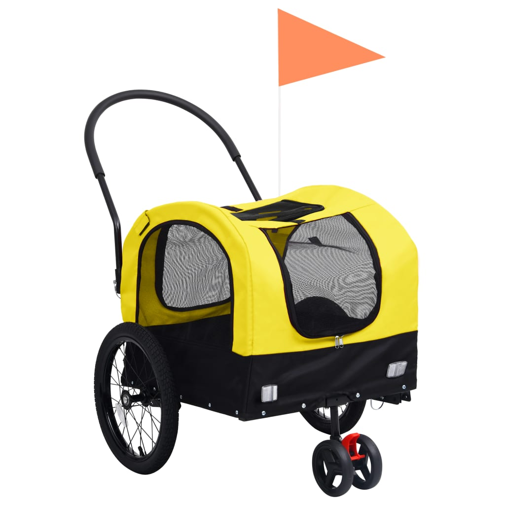 vidaXL 2-in-1 Pet Bike Trailer & Jogging Stroller Yellow and Black
