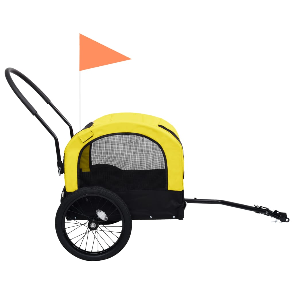 vidaXL 2-in-1 Pet Bike Trailer & Jogging Stroller Yellow and Black