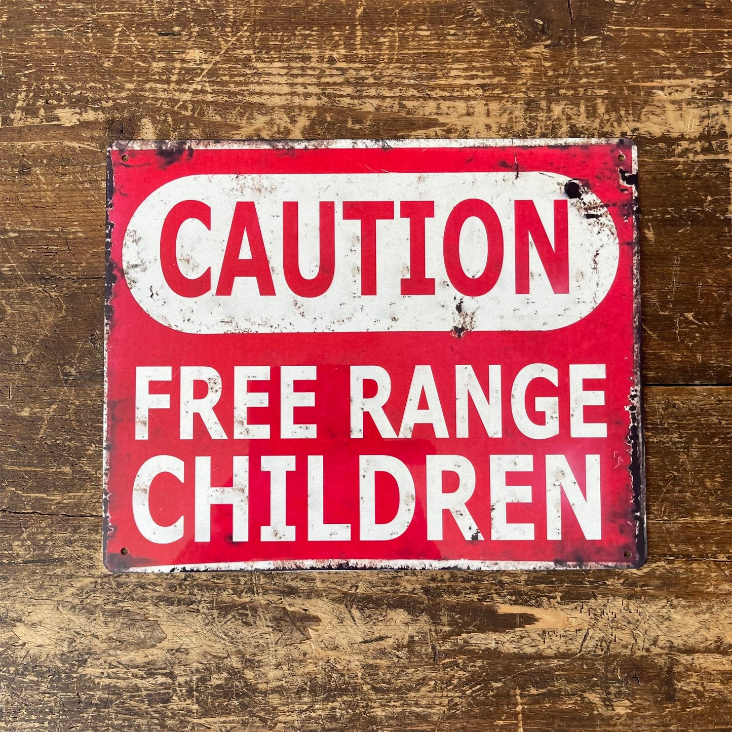 Vintage Metal Sign - Caution Free Range Children Wall Sign
