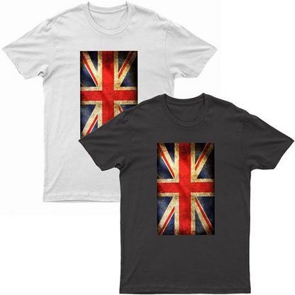 Adults Printed British Flag Union Jack Grunge T-Shirt